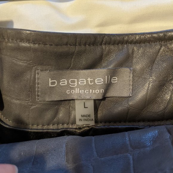 Bagatelle Gray Leather Crocodile Skirt - Picture 4 of 8